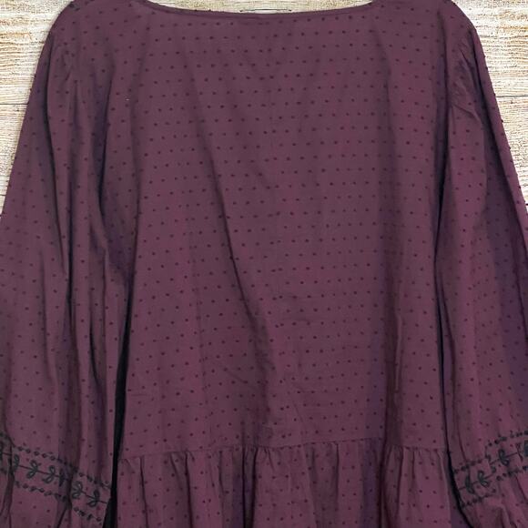 Lane Bryant Women's Top Size 20 Maroon/Burgundy Embroidered V-Neck 3/4 Sleeve - Picture 6 of 10
